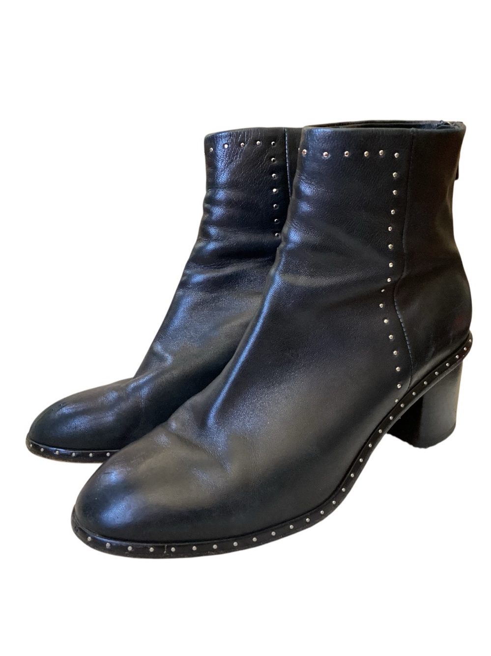 Rag & Bone Black Willow Studded Leather Ankle Boots size 38.5/8